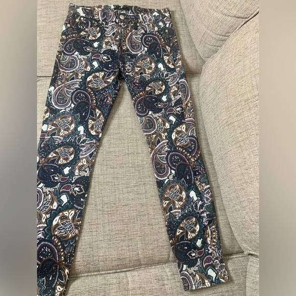 💫HP‼️💫 7 FOR ALL MANKIND Ankle Skinny Jeans in Allover Paisley Print, Size 29 - Picture 6 of 9